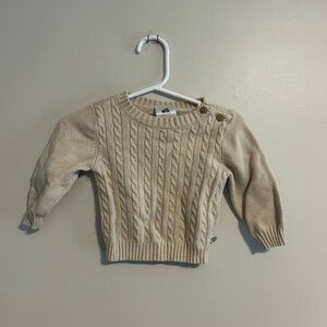 Just born 6/9m tan faux knit pullover sweater